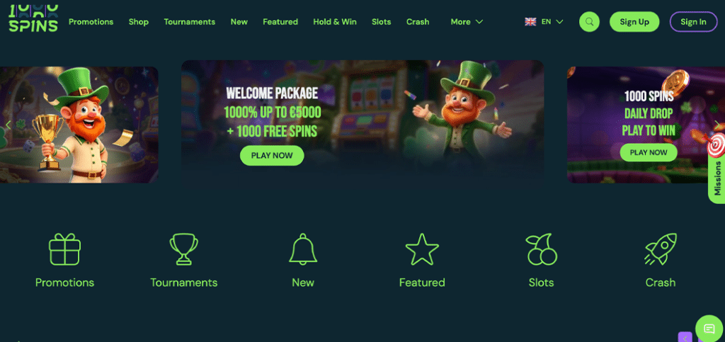 1000spins Casino dse scrn desktop