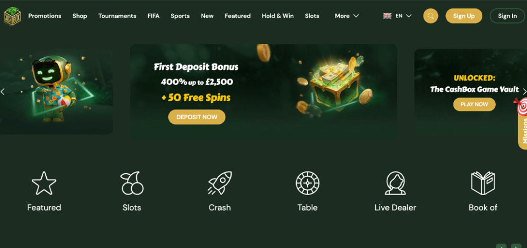 cashbox Casino dse scrn desktop